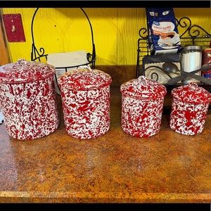 Red Splatter Metal Dish/Canister Set